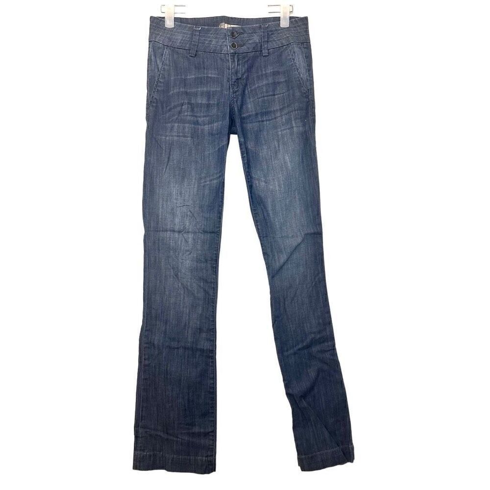 Level 99 Straight Leg Double Button Cambridge Wash Denim Jeans Blue Size 26
